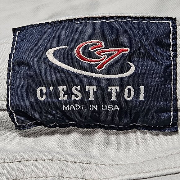 C'est Toi Retro 70s Jeans Size 7 8 Bell Bottom Flare Mid Rise White Denim Pants - Picture 4 of 5